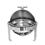 Stainless Steel 6 QT Roll Top Round Silver Chafing Dish Set