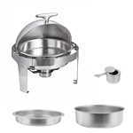 Stainless Steel 6 QT Roll Top Round Silver Chafing Dish Set