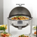 Stainless Steel 6 QT Roll Top Round Silver Chafing Dish Set