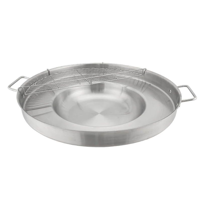 23" Round 304 Stainless Steel Concave Comal