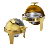 Stainless Steel 6 QT Roll Top Round Silver Chafing Dish Set