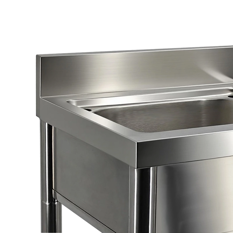 Commercial Kitchen Stainless Steel Sink Work Table with Backsplash