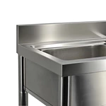 Commercial Kitchen Stainless Steel Sink Work Table with Backsplash