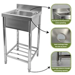 Commercial Kitchen Stainless Steel Sink Work Table with Backsplash