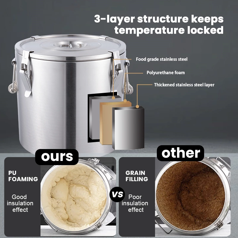 Double-wall insulated stainless steel is built to hold temperature