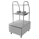 Stainless Steel Commercial Condiment Prep Station, Multi‑Tier Kitchen Spice Trolley with Storage Cabinet for Restaurant Buffet Catering