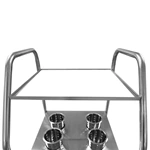 Stainless Steel Commercial Condiment Prep Station, Multi‑Tier Kitchen Spice Trolley with Storage Cabinet for Restaurant Buffet Catering
