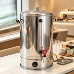 Stainless Steel Electric Thermostatic Hot Water Urn, Commercial Beverage Boiler with Tap, Temperature Control for Hot Water, Soy Milk, Milk Tea