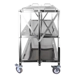 Foldable Stainless Steel 3-Tier Service Trolley, Collapsible Commercial Kitchen Storage Cart with Wheels