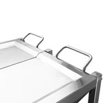 Foldable Stainless Steel 3-Tier Service Trolley, Collapsible Commercial Kitchen Storage Cart with Wheels