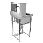 Stainless Steel Foot Operated Hand Wash Sink, Commercial Knee Operated Handwashing Basin with Splash Back for Restaurant Kitchen