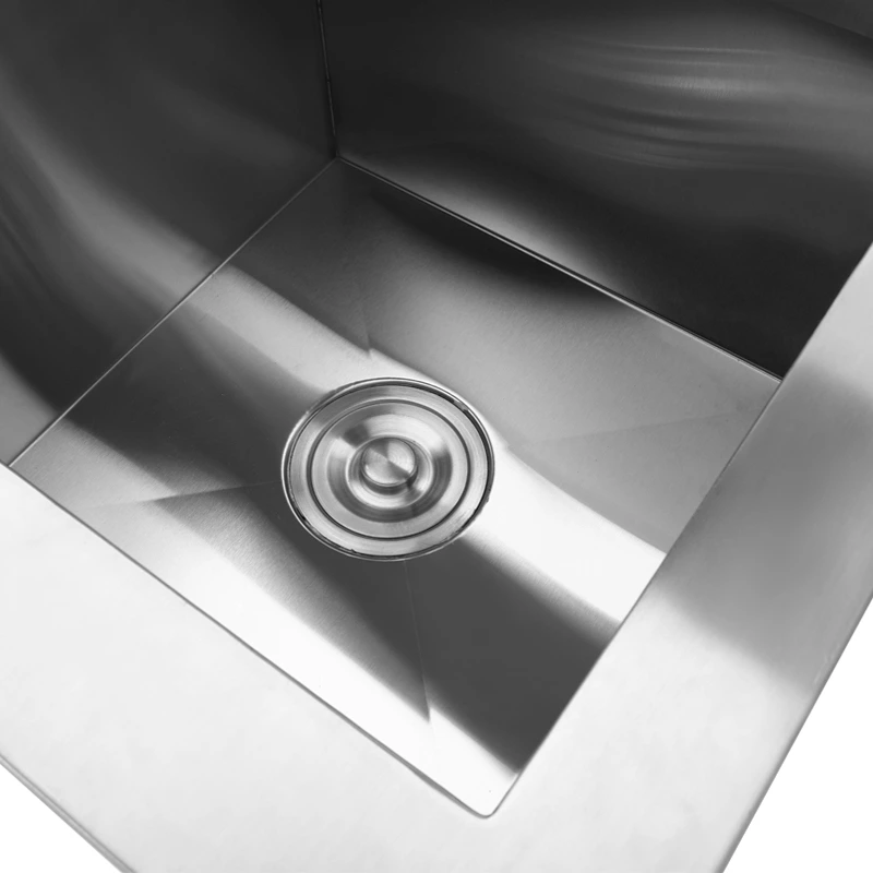 Stainless Steel Foot Operated Hand Wash Sink, Commercial Knee Operated Handwashing Basin with Splash Back for Restaurant Kitchen