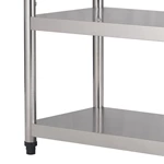 3‑Tier Stainless Steel Storage Rack, Commercial Kitchen Floor Shelving for Restaurant & Canteen