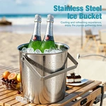 Stainless Steel Handled Ice Bucket, Portable Wine Champagne Cooler Bucket for Bar, Restaurant, Party