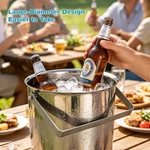 Stainless Steel Handled Ice Bucket, Portable Wine Champagne Cooler Bucket for Bar, Restaurant, Party