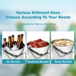 Stainless Steel Handled Ice Bucket, Portable Wine Champagne Cooler Bucket for Bar, Restaurant, Party