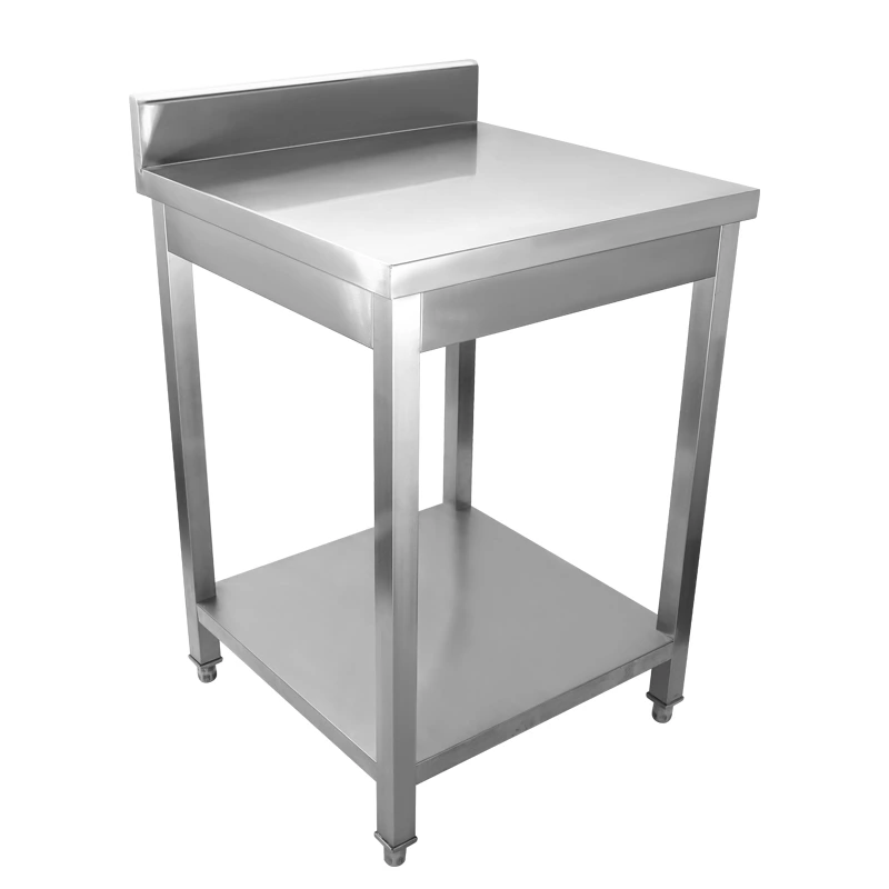 Stainless Steel Commercial Work Table with Backsplash & Undershelf, Heavy‑Duty Kitchen Prep Workbench for Restaurant Catering