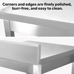 Stainless Steel Commercial Work Table with Backsplash & Undershelf, Heavy‑Duty Kitchen Prep Workbench for Restaurant Catering
