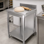 Stainless Steel Commercial Work Table with Backsplash & Undershelf, Heavy‑Duty Kitchen Prep Workbench for Restaurant Catering