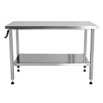 Height‑Adjustable Stainless Steel Work Table with Hand Crank, Commercial Prep Table with Undershelf & Leveling Feet for Restaurant Kitchen