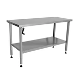 Height‑Adjustable Stainless Steel Work Table with Hand Crank, Commercial Prep Table with Undershelf & Leveling Feet for Restaurant Kitchen