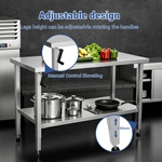 Height‑Adjustable Stainless Steel Work Table with Hand Crank, Commercial Prep Table with Undershelf & Leveling Feet for Restaurant Kitchen