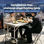 Stainless Steel Folding Work Table, Heavy‑Duty Portable Foldable Prep Table for Commercial Kitchen Catering