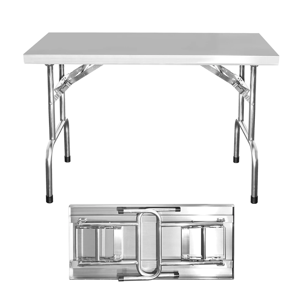 Stainless Steel Folding Work Table, Heavy‑Duty Portable Foldable Prep Table for Commercial Kitchen Catering