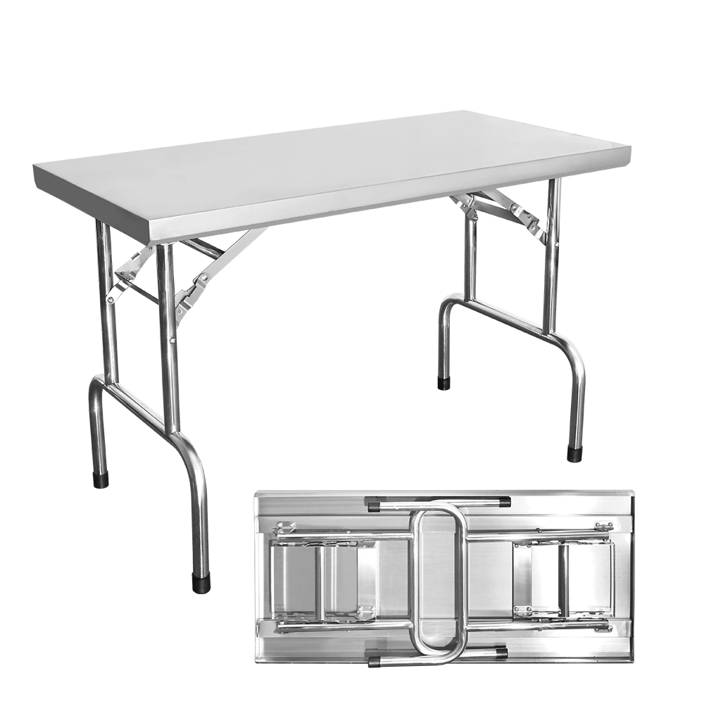 Stainless Steel Folding Work Table, Heavy‑Duty Portable Foldable Prep Table for Commercial Kitchen Catering