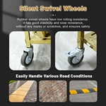 Gold Stainless Steel 3‑Tier Utility Service Cart, Commercial Square Tube Rolling Trolley with Wheels for Hotel Restaurant Catering