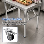 Heavy Duty Stainless Steel Folding Work Table, Portable Foldable Kitchen Prep Workbench for Restaurant, Food Truck, Home & Garage