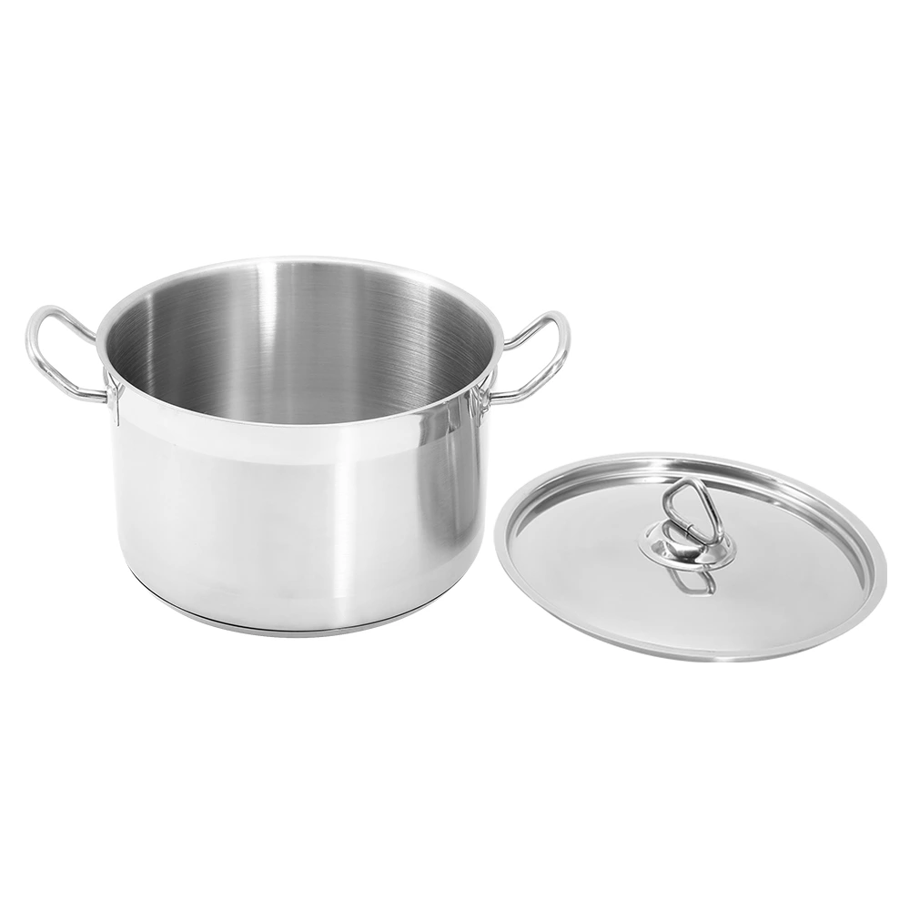 Commercial Stainless Steel Stew Pot With Lid and Welded Side Handles