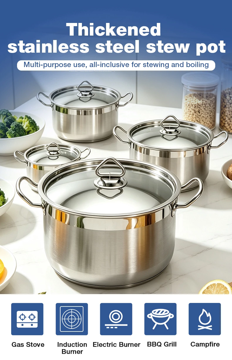 Commercial Stainless Steel Stew Pot With Lid and Welded Side Handles