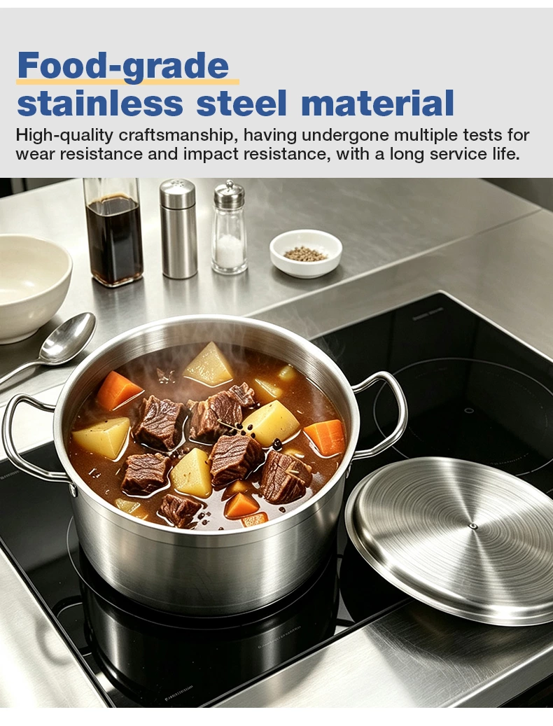 Commercial Stainless Steel Stew Pot With Lid and Welded Side Handles
