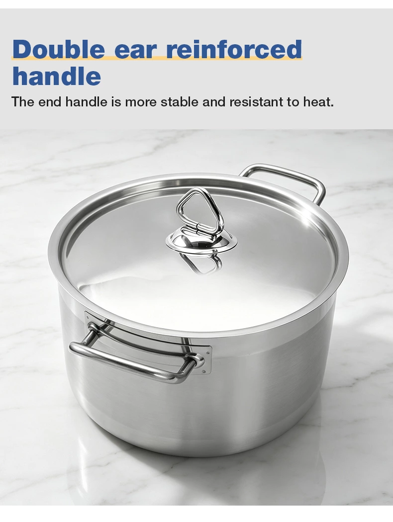 Commercial Stainless Steel Stew Pot With Lid and Welded Side Handles