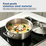 Commercial Shallow Stainless Steel Stew Pot With Lid, Welded Double‑Handled Low‑Profile Stock Pot For Restaurant Kitchen