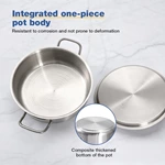Commercial Shallow Stainless Steel Stew Pot With Lid, Welded Double‑Handled Low‑Profile Stock Pot For Restaurant Kitchen