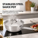 Stainless Steel Sauce Pan With Lid Long Handle Commercial Kitchen Saucepot for Catering Restaurant