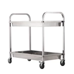 2‑Tier Stainless Steel Utility Cart, Commercial Kitchen Service Trolley with Deep Trays & Brake Wheels for Restaurant Hotel Catering