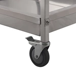2‑Tier Stainless Steel Utility Cart, Commercial Kitchen Service Trolley with Deep Trays & Brake Wheels for Restaurant Hotel Catering