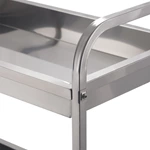 2‑Tier Stainless Steel Utility Cart, Commercial Kitchen Service Trolley with Deep Trays & Brake Wheels for Restaurant Hotel Catering