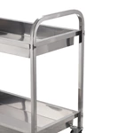 2‑Tier Stainless Steel Utility Cart, Commercial Kitchen Service Trolley with Deep Trays & Brake Wheels for Restaurant Hotel Catering