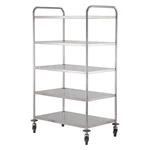 5‑Tier Stainless Steel Service Trolley, Commercial Multi‑Layer Kitchen Cart with Swivel Casters for Restaurant Hotel