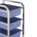 Stainless Steel Straight‑Leg Bussing Trolley, Commercial Dish Collection Cart with 5 Removable Plastic Bins for Restaurant Hotel Tableware Waste Collection