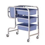 Stainless Steel Dish Collection Trolley, Commercial Restaurant Bussing Cart with 5 Plastic Bins, Food Waste & Tableware Collecting Service Cart