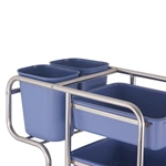 Stainless Steel Round Tube Bussing Trolley, Commercial Restaurant Bus Cart with 5 Removable Plastic Bins for Dirty Dish & Waste Collection