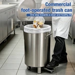 Stainless Steel Pedal Trash Can With Removable Inner Bucket & Wheels, Commercial Foot‑Operated Waste Bin for Kitchen Restaurant Hotel