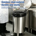 Stainless Steel Pedal Trash Can With Removable Inner Bucket & Wheels, Commercial Foot‑Operated Waste Bin for Kitchen Restaurant Hotel