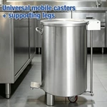 Stainless Steel Pedal Trash Can With Removable Inner Bucket & Wheels, Commercial Foot‑Operated Waste Bin for Kitchen Restaurant Hotel