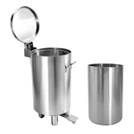 Stainless Steel Pedal Trash Can With Removable Inner Bucket & Wheels, Commercial Foot‑Operated Waste Bin for Kitchen Restaurant Hotel